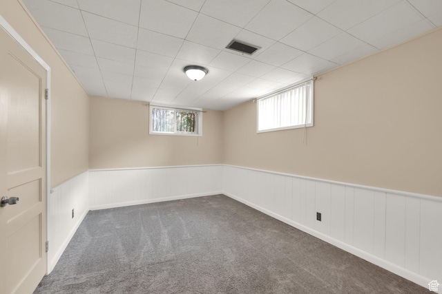 1936 E La Cresta Dr, Cottonwood Heights, UT 84121 - basement featuring carpet flooring, a wainscoted wall, and visible vents