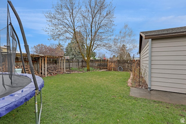 275 E 1st S, Preston, ID 83263 - view of yard with a fenced backyard and a trampoline