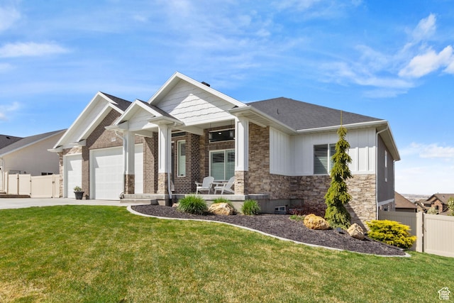 6982 W Majestic View Ln S, Herriman, UT 84096 - craftsman-style house with concrete driveway, covered porch, fence, an attached garage, and a front yard