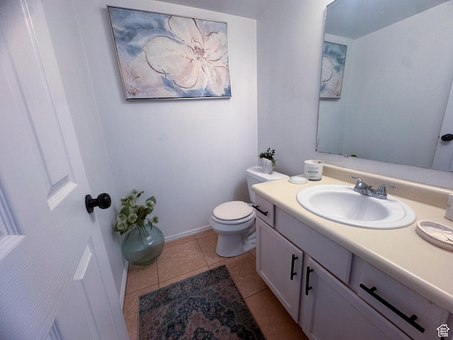 1689 W Crystal Ridge Dr S, West Jordan, UT 84084 - half bath with baseboards, vanity, tile patterned flooring, and toilet