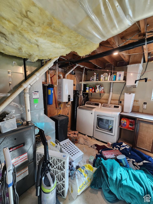 470 S Whitesides St, Layton, UT 84041 - basement with washing machine and dryer and tankless water heater