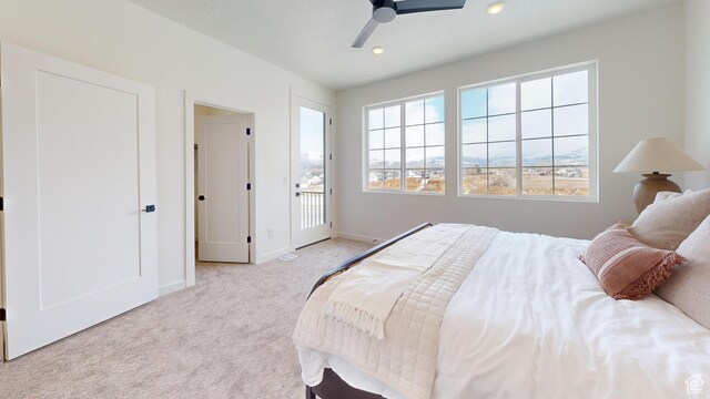 1822 S 930 E Unit 541, Heber City, UT 84032 - carpeted bedroom featuring recessed lighting, access to exterior, baseboards, and ceiling fan