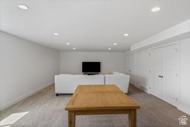 1065 W 275 S, Tremonton, UT 84337 - living room with recessed lighting, baseboards, and light colored carpet