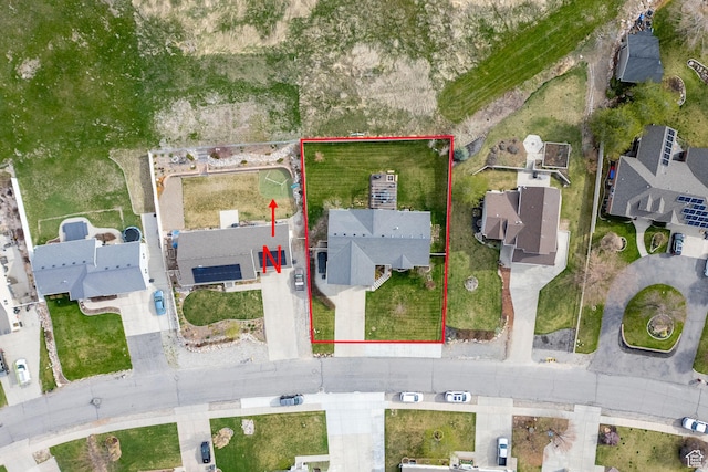 aerial view with a residential view
