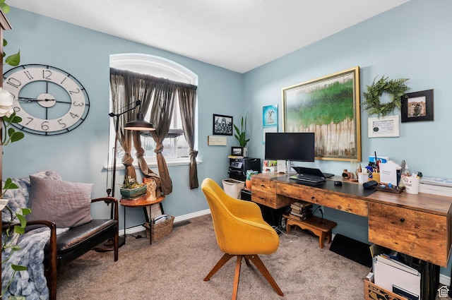 office space with carpet flooring and baseboards