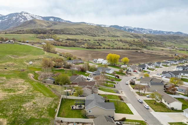 aerial view with a residential view and a mountain view