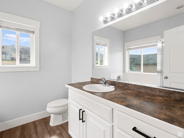 361 W Bridle Cir, Saratoga Springs, UT 84045 - bathroom with baseboards, wood finished floors, a wealth of natural light, and vanity