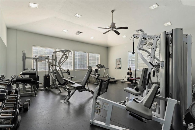 974 W Big River Ct Unit 2, South Salt Lake, UT 84119 - exercise room featuring baseboards, a ceiling fan, and visible vents