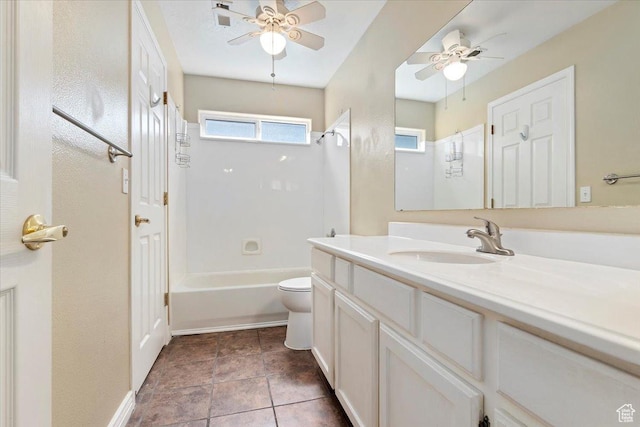 974 W Big River Ct Unit 2, South Salt Lake, UT 84119 - bathroom with toilet, ceiling fan, shower / tub combination, and vanity