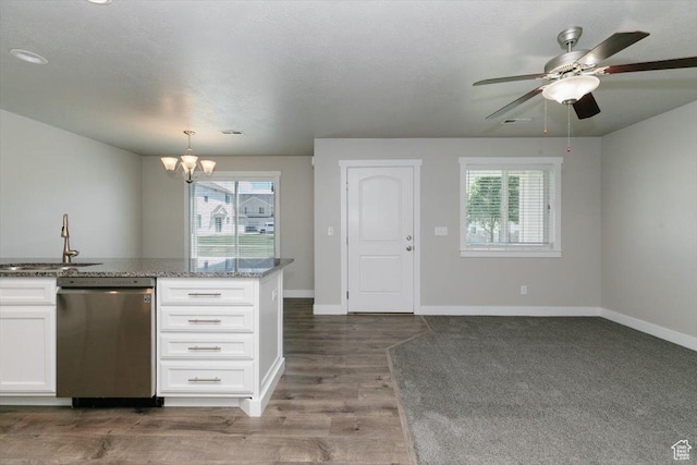 162 E 2480 N, North Logan, UT 84341 - kitchen featuring stainless steel dishwasher, a sink, a chandelier, and healthy amount of natural light