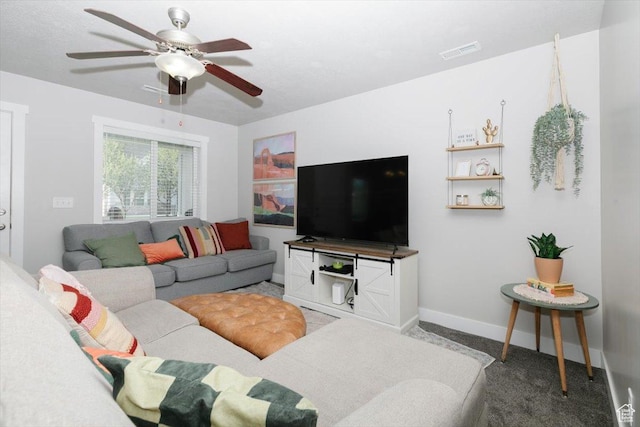 162 E 2480 N, North Logan, UT 84341 - living area with light carpet, baseboards, visible vents, and ceiling fan