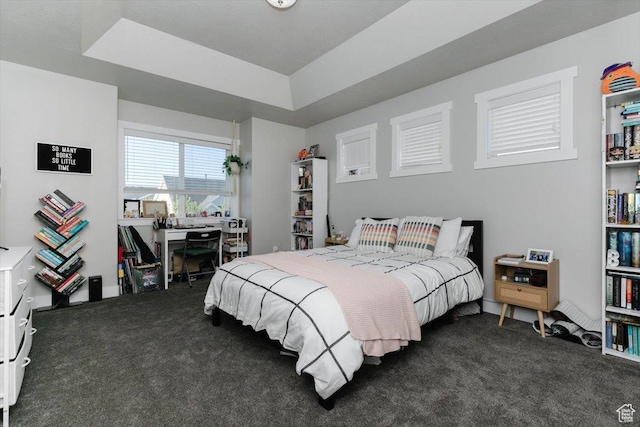 162 E 2480 N, North Logan, UT 84341 - bedroom with a tray ceiling and dark carpet