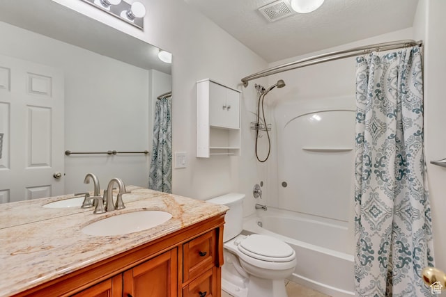 2093 N Morning Star Dr, Saratoga Springs, UT 84045 - bathroom featuring visible vents, vanity, shower / bathtub combination with curtain, and toilet