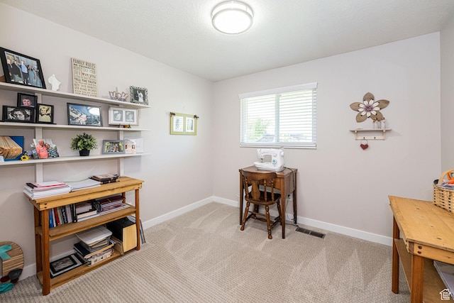 interior space with baseboards and carpet floors