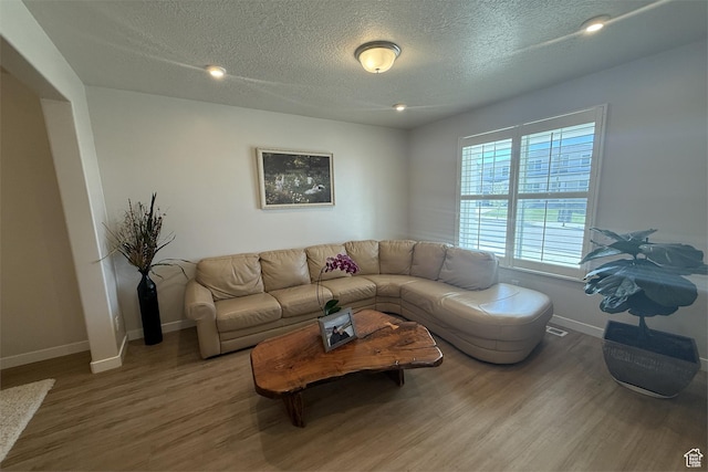 6129 W Coulee Ln, West Jordan, UT 84081 - living area featuring wood finished floors, a textured ceiling, and baseboards
