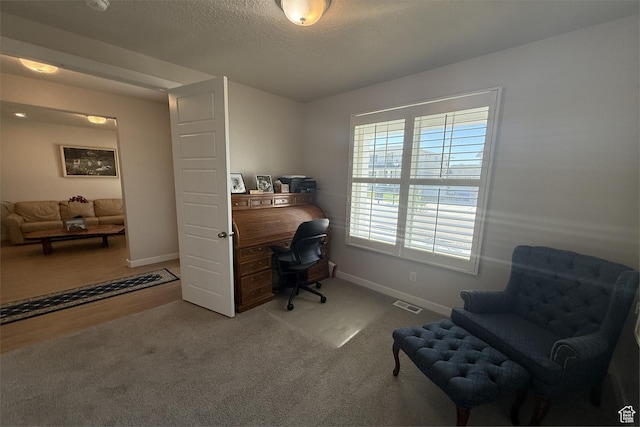 6129 W Coulee Ln, West Jordan, UT 84081 - office space featuring a textured ceiling, carpet, visible vents, and baseboards