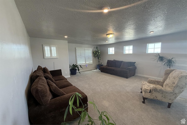 6129 W Coulee Ln, West Jordan, UT 84081 - living area featuring carpet, baseboards, and a textured ceiling