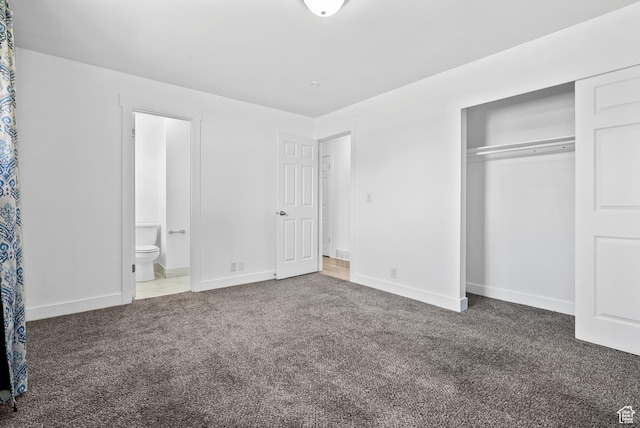 4217 S Hopi Dr, West Valley City, UT 84119 - unfurnished bedroom with carpet flooring, a closet, baseboards, and ensuite bathroom
