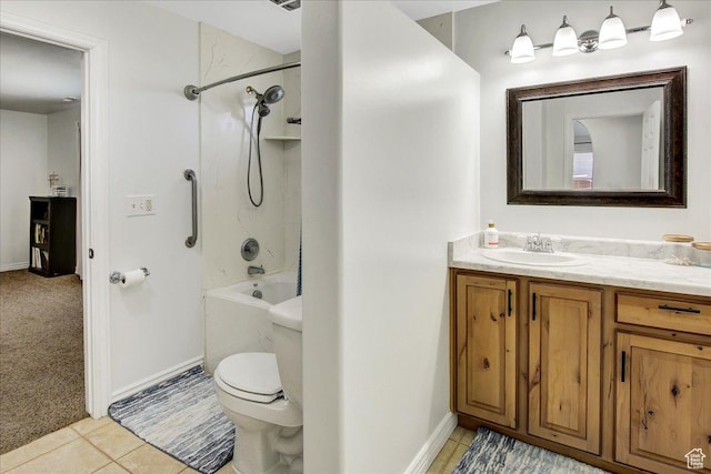 5701 S 2700 W, Roy, UT 84067 - bathroom with vanity, toilet, baseboards, tile patterned flooring, and shower / bathtub combination