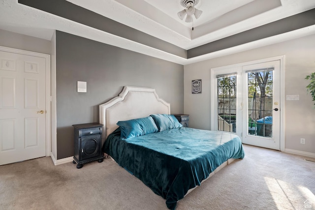1380 S 980 E, Spanish Fork, UT 84660 - carpeted bedroom featuring a raised ceiling, access to exterior, and baseboards