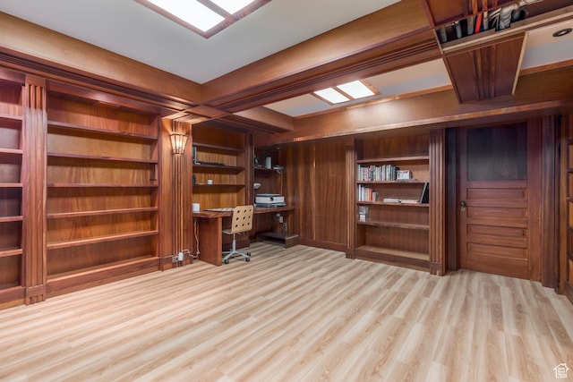 381 E 11th Ave, Salt Lake City, UT 84103 - unfurnished office with built in desk, wood finished floors, and wood walls