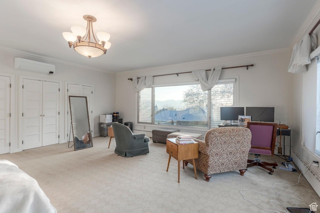 381 E 11th Ave, Salt Lake City, UT 84103 - interior space with ornamental molding, a chandelier, and a wall unit AC