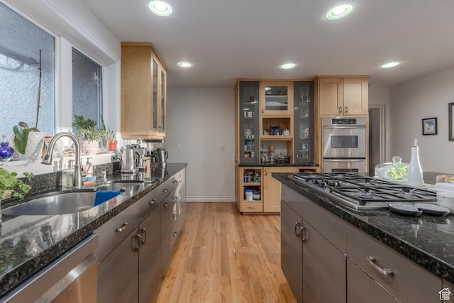 381 E 11th Ave, Salt Lake City, UT 84103 - kitchen with recessed lighting, light wood finished floors, appliances with stainless steel finishes, and a sink