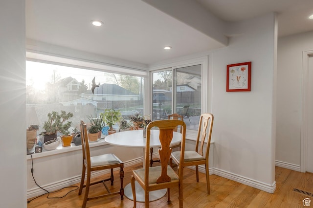 381 E 11th Ave, Salt Lake City, UT 84103 - dining area with baseboards, light wood-style floors, visible vents, and recessed lighting