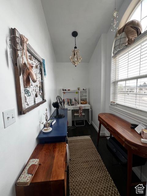 1115 Park Ridge Dr, Roosevelt, UT 84066 - dining room featuring lofted ceiling and a notable chandelier