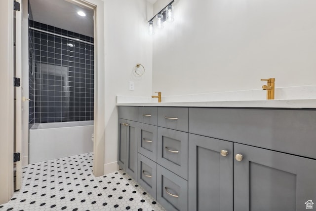 178 N Husker Ln Unit 2, Saratoga Springs, UT 84043 - bathroom with shower / bathing tub combination, tile patterned flooring, and double vanity