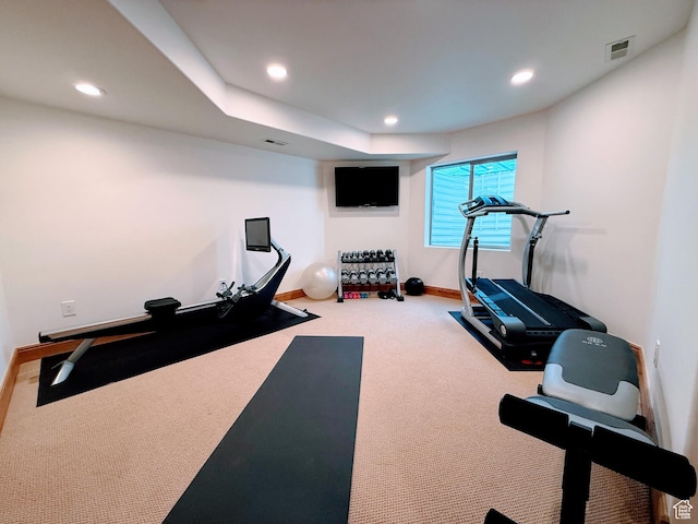 2605 E Woodland Way, Woodland, UT 84036 - workout area featuring carpet, visible vents, and recessed lighting