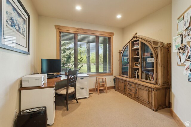 2605 E Woodland Way, Woodland, UT 84036 - office with light colored carpet, baseboards, and recessed lighting