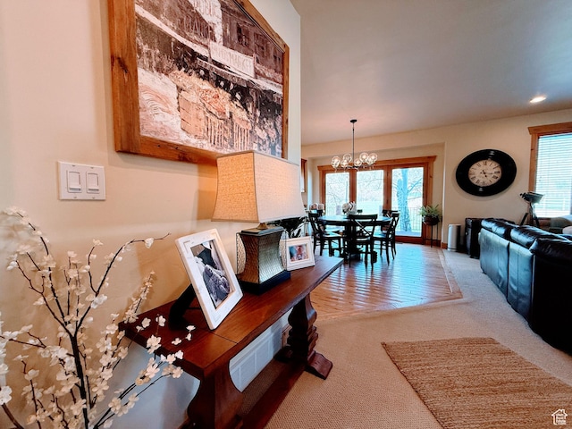 2605 E Woodland Way, Woodland, UT 84036 - interior space featuring a chandelier, carpet, and baseboards