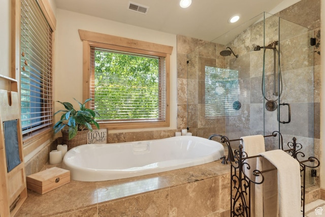 2605 E Woodland Way, Woodland, UT 84036 - full bathroom with a garden tub, a stall shower, and recessed lighting