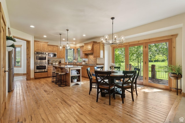 2605 E Woodland Way, Woodland, UT 84036 - dining room featuring recessed lighting, a chandelier, and light wood-type flooring
