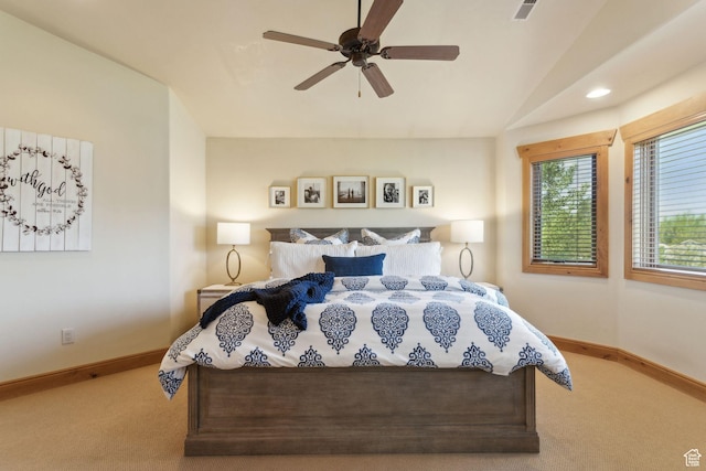 2605 E Woodland Way, Woodland, UT 84036 - bedroom with carpet, baseboards, lofted ceiling, and a ceiling fan