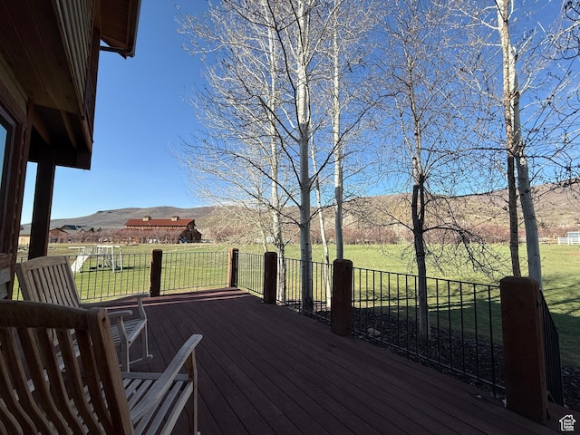 2605 E Woodland Way, Woodland, UT 84036 - wooden deck with a lawn and a mountain view