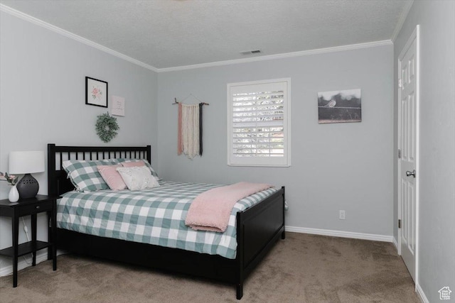 770 Orchard Dr, River Heights, UT 84321 - bedroom featuring baseboards, visible vents, carpet, and crown molding