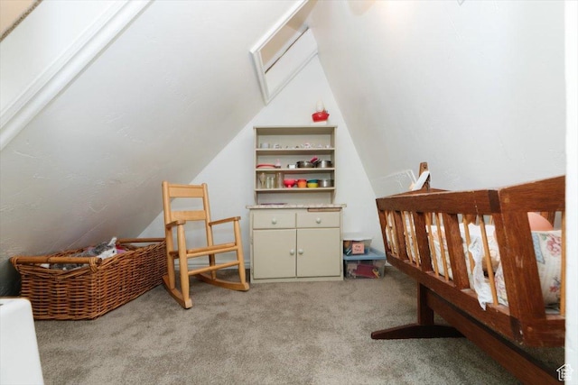 770 Orchard Dr, River Heights, UT 84321 - bedroom featuring light carpet and vaulted ceiling