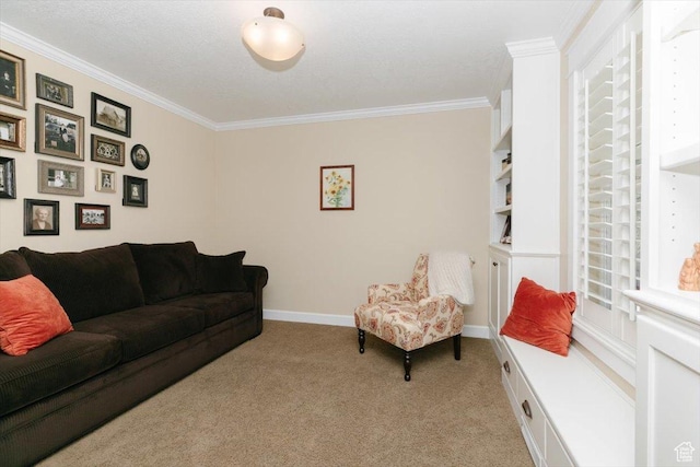 770 Orchard Dr, River Heights, UT 84321 - living room with baseboards, crown molding, and light colored carpet