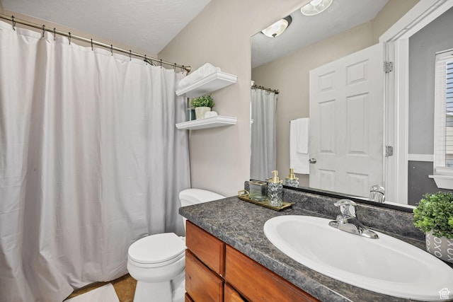 818 W 530 S, Logan, UT 84321 - bathroom featuring vanity, a shower with curtain, and a textured ceiling