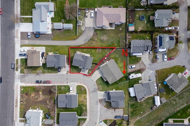 818 W 530 S, Logan, UT 84321 - aerial view of residential area featuring property boundaries highlighted