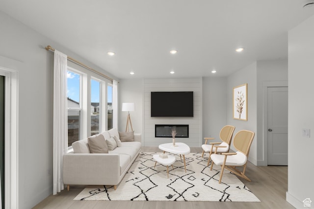 556 N 800 W, Smithfield, UT 84335 - living area featuring a fireplace, recessed lighting, baseboards, and light wood-type flooring