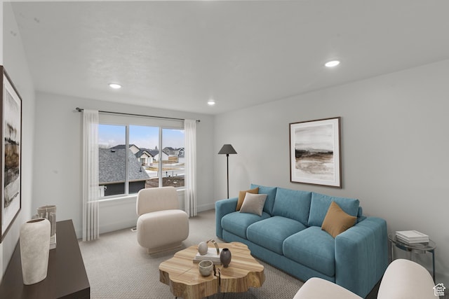 556 N 800 W, Smithfield, UT 84335 - living area featuring baseboards, recessed lighting, and light colored carpet
