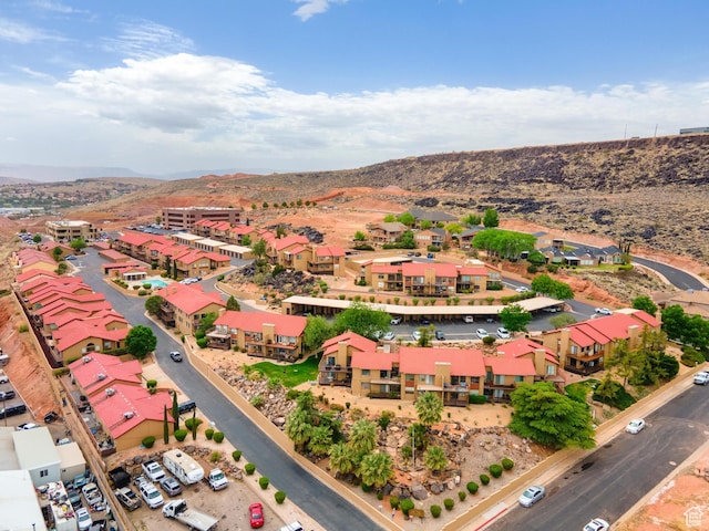 aerial view with a mountain view