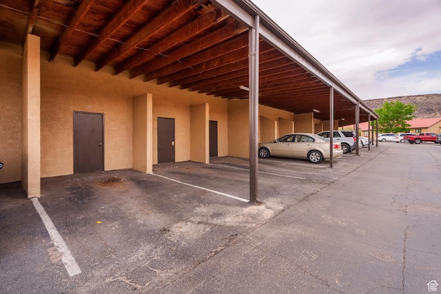 view of covered parking lot