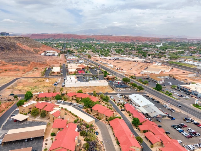 bird's eye view with a mountain view