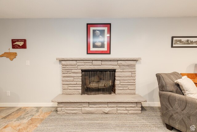 1550 E 2100 N, North Logan, UT 84341 - living area with a stone fireplace and baseboards