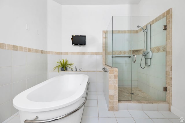 1999 W Canyon Dr Unit 3, St George, UT 84770 - bathroom with a freestanding bath, a shower stall, and tile walls