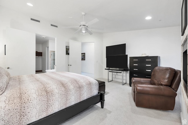 1999 W Canyon Dr Unit 3, St George, UT 84770 - bedroom featuring light colored carpet, a ceiling fan, visible vents, and recessed lighting